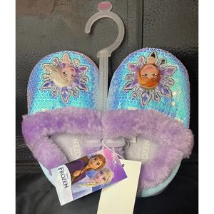 Disney Frozen Elsa & Anna Sequin Slippers Toddler Girls (Size M 7/8) NEW